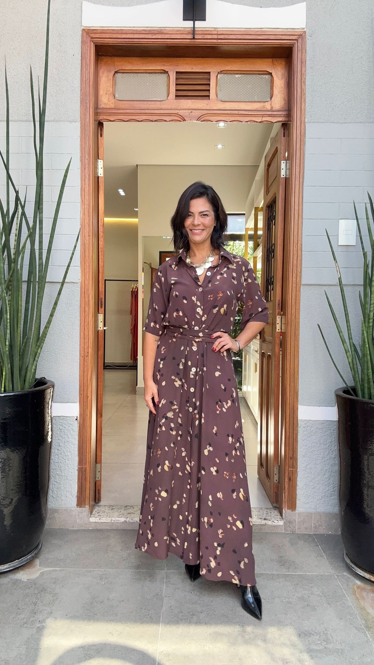 Vestido Chemisier Seda Pura Uva EZILDINHA
