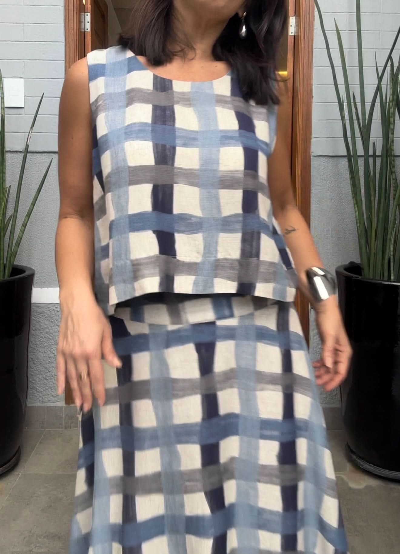 Conjunto de Saia Madras EZILDINHA