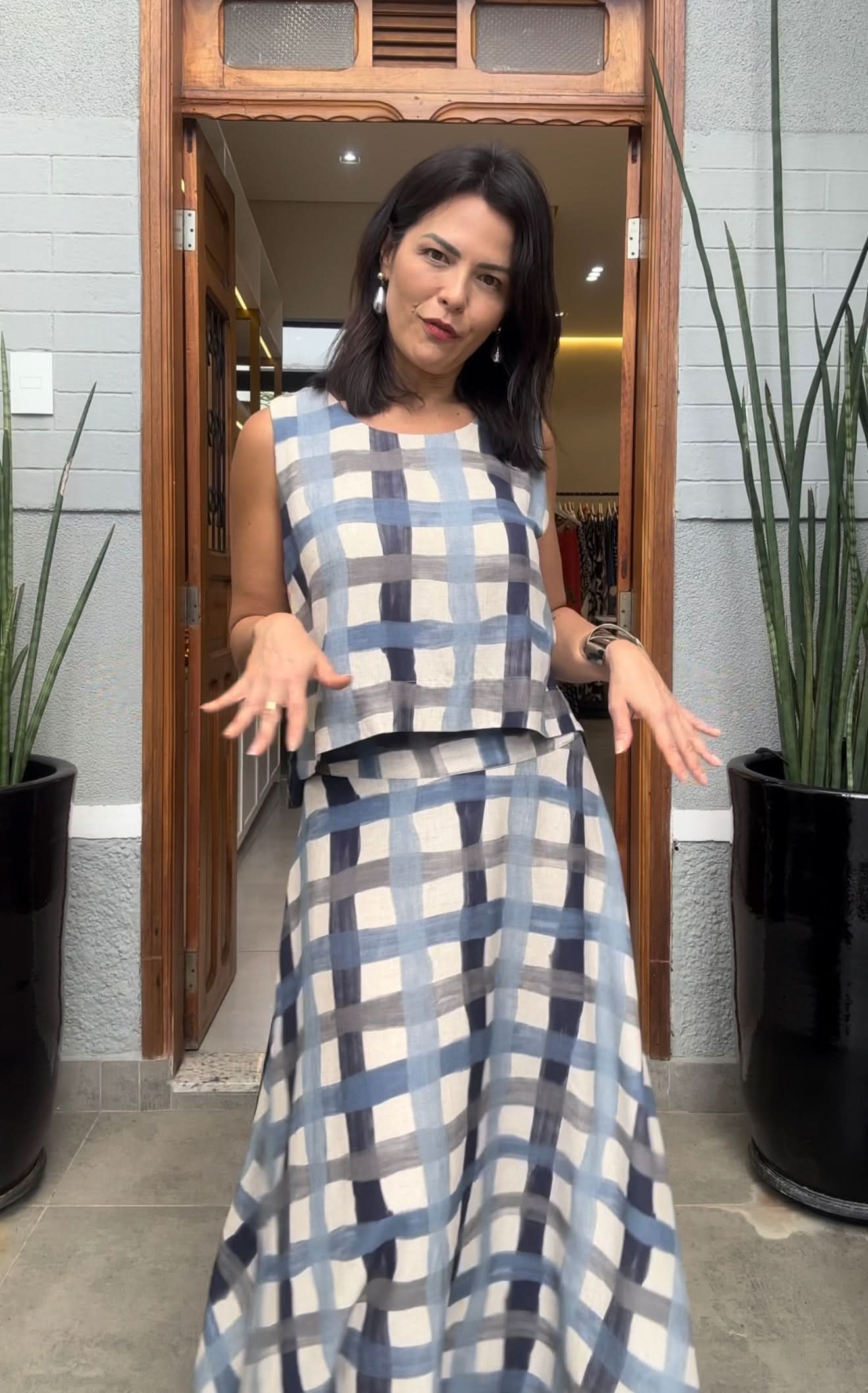 Conjunto de Saia Madras EZILDINHA