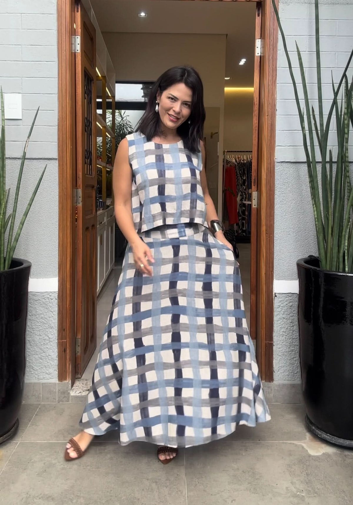 Conjunto de Saia Madras EZILDINHA